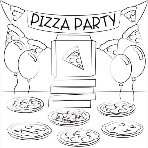 Dibujos de Fiesta de Pizza para colorear