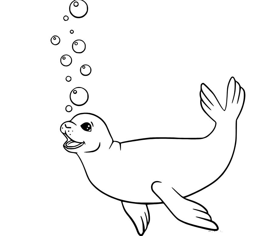 Dibujos de Foca nadando fácilmente para colorear