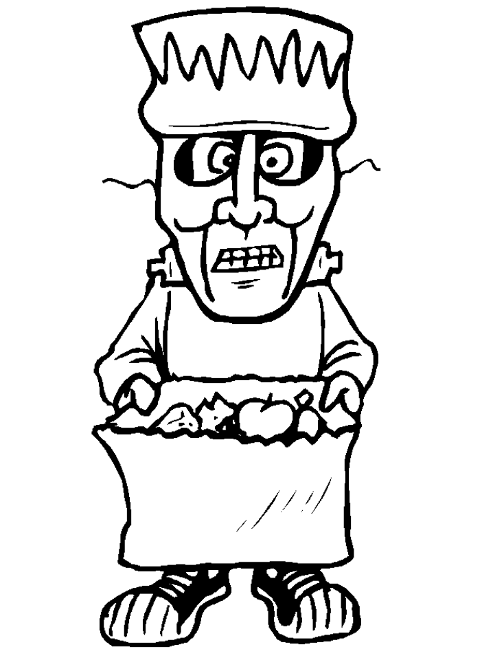 Dibujos de Frankenstein Pide Caramelos para colorear