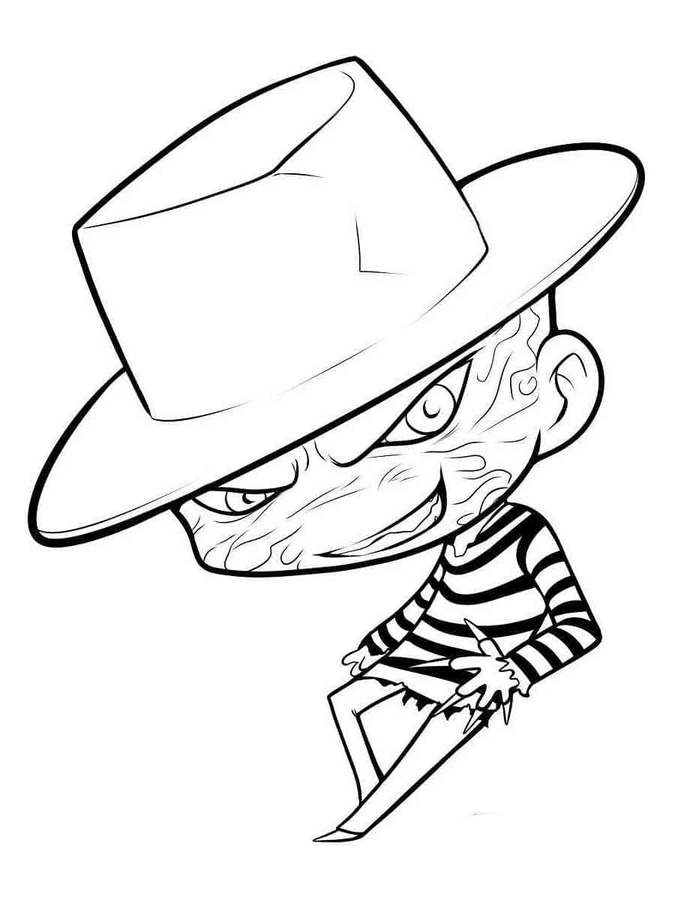 Dibujos de Freddy Krueger Básico en niños para colorear