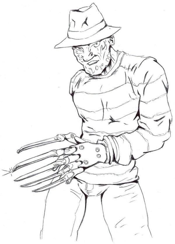 Dibujos de Freddy Krueger fácil en niños para colorear