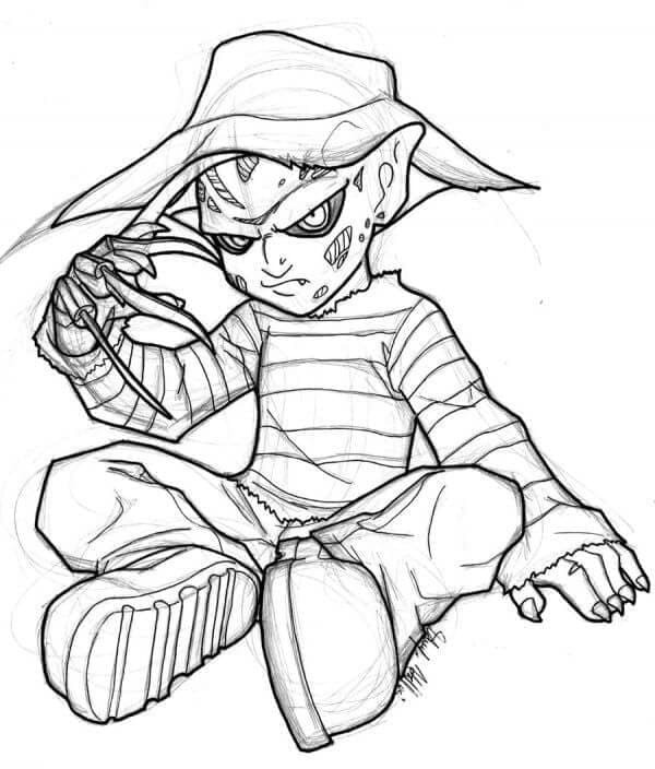 Dibujos de Freddy Krueger Imprimible para niños para colorear
