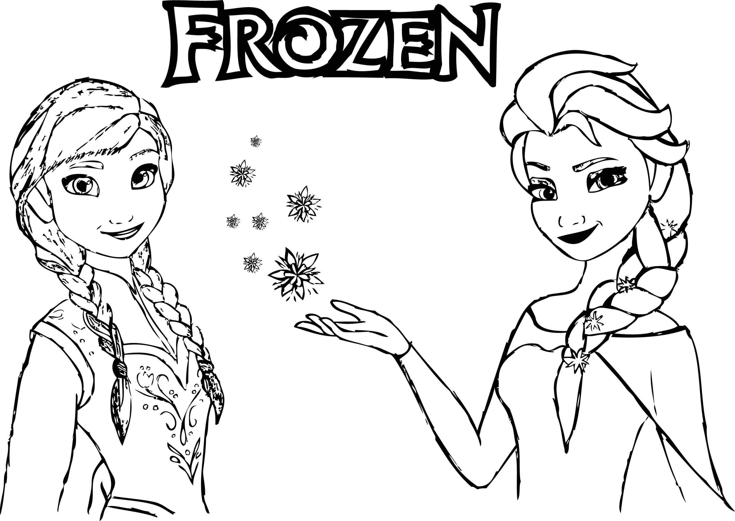 Dibujos de Frio Elsa y Anna para colorear