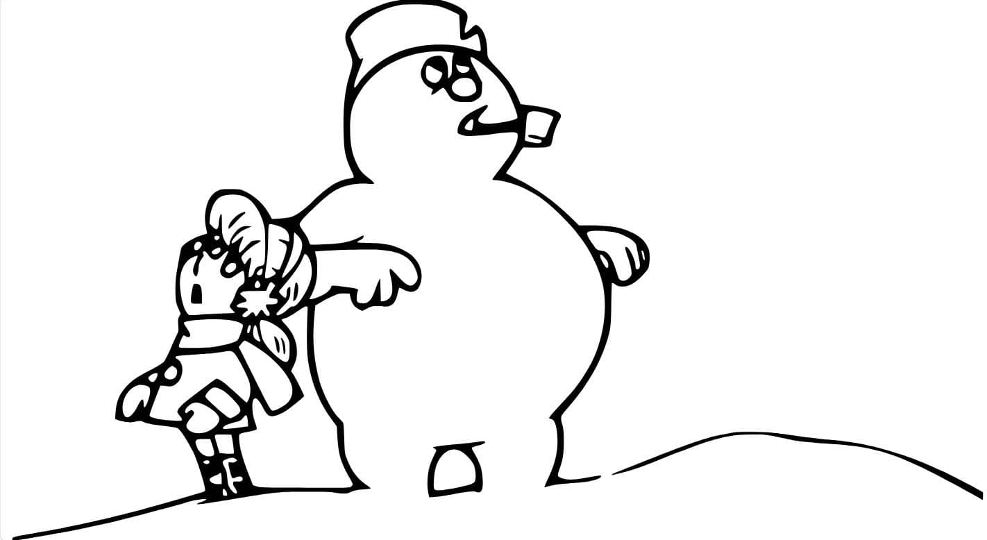 Dibujos de Frosty el muñeco de nieve y la niña para colorear