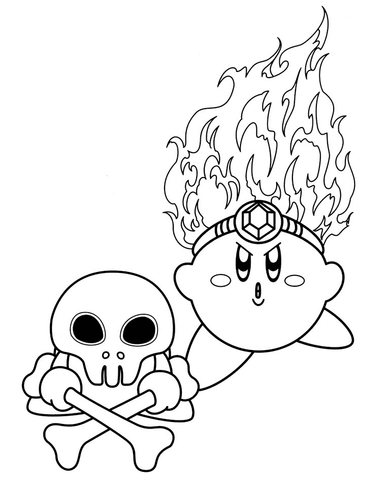 Fuego Kirby para colorir
