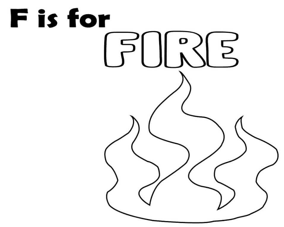 Fuego, Letra F para colorir