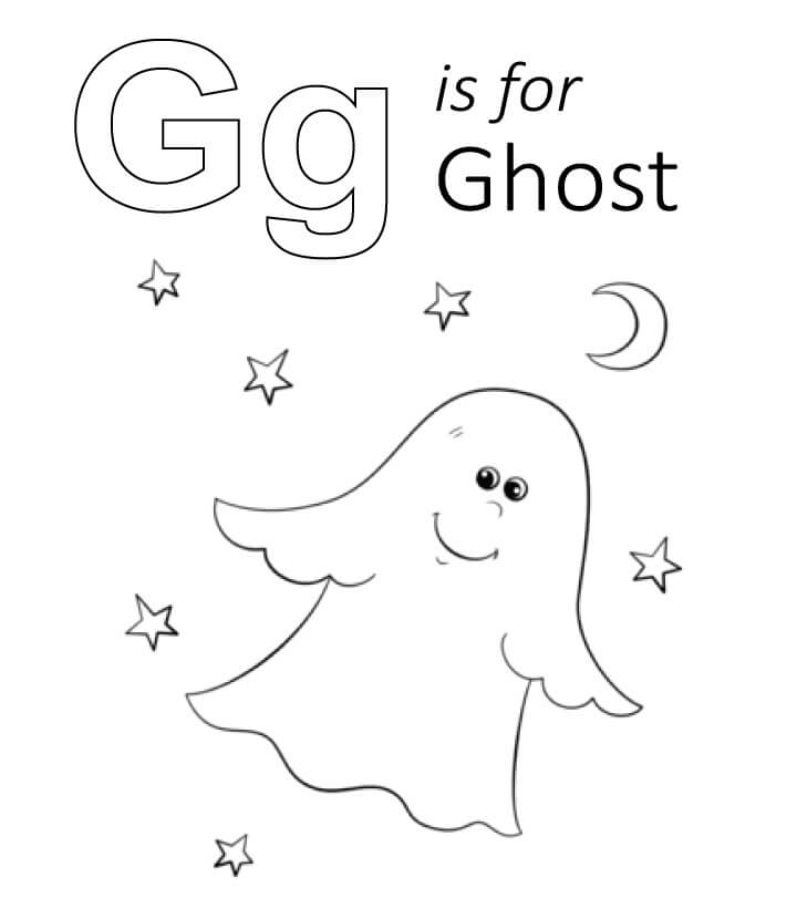 Dibujos de G es para el Fantasma Sonriente para colorear