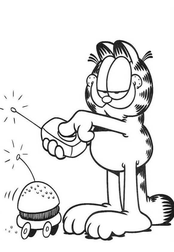 Dibujos de Garfield Conduce una Hamburguesa para colorear
