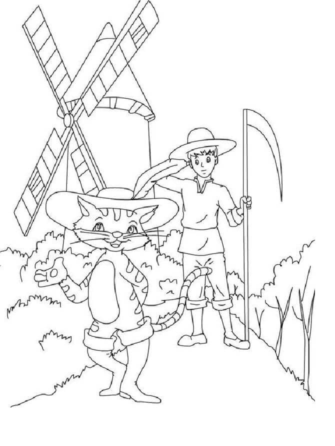 Dibujos de Gato Con Botas y El Campesino para colorear