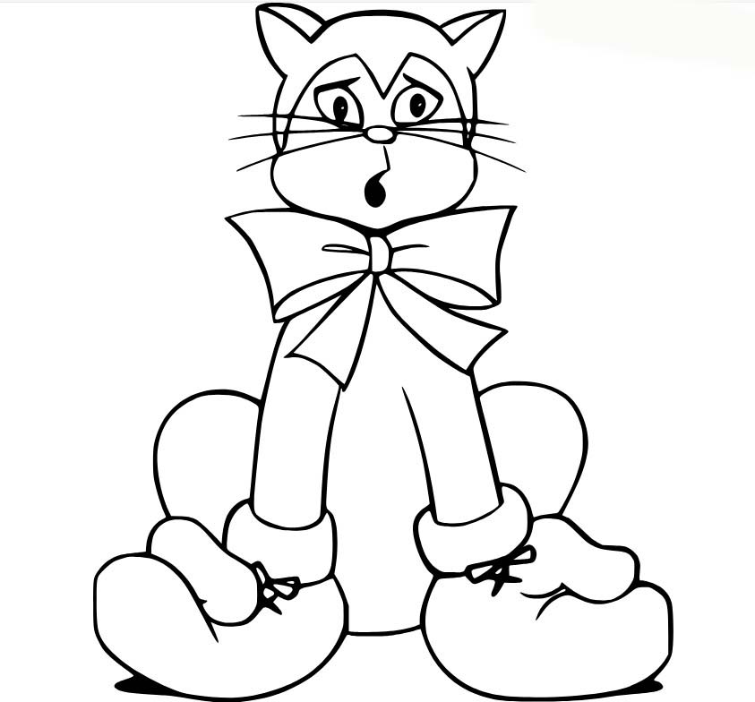 Dibujos de Gato con pajarita y guantes para colorear