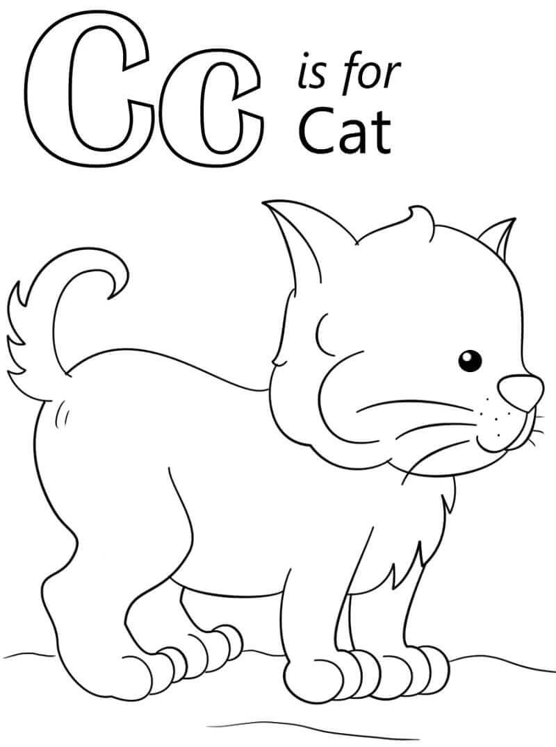 Gato, Letra c para colorir