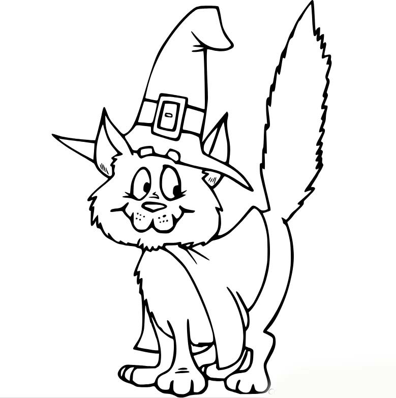 Dibujos de Gato mago divertido para colorear