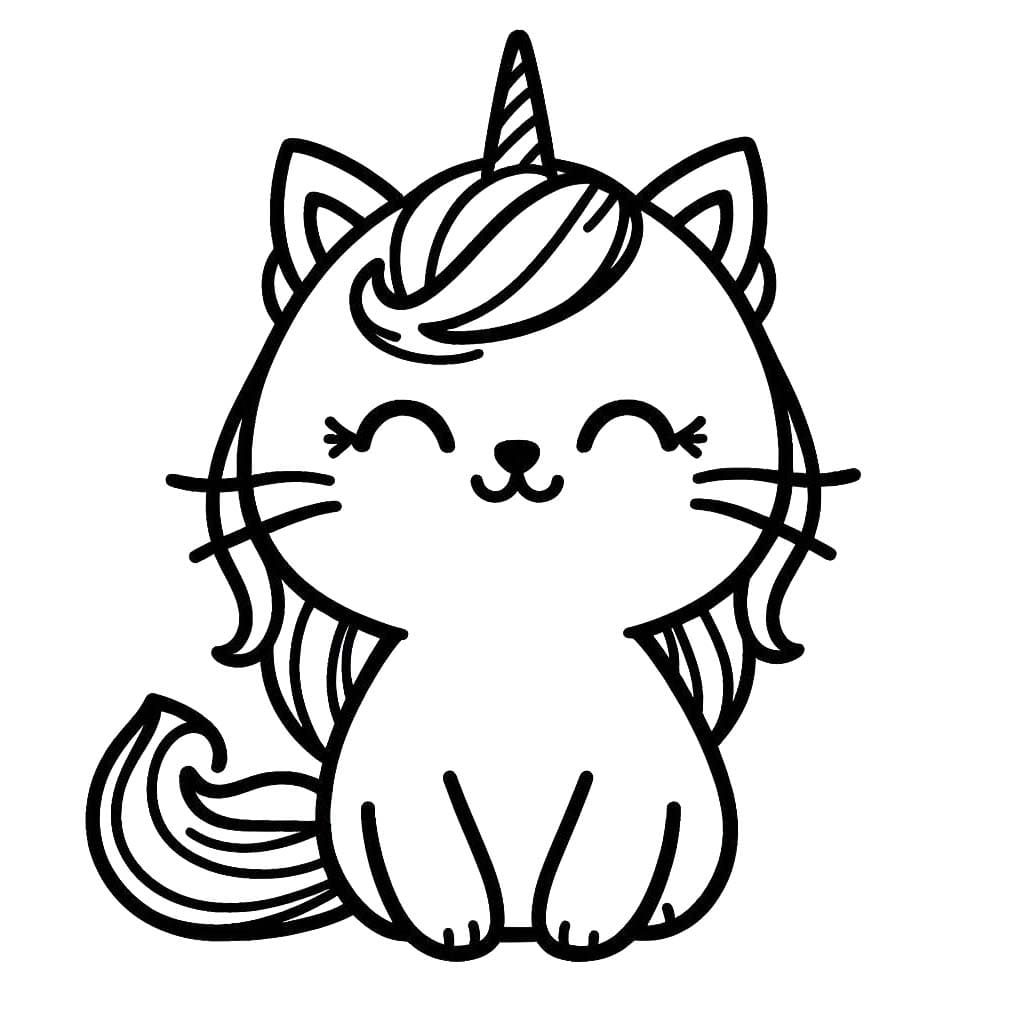 Dibujos de Gato Unicornio 1 para colorear