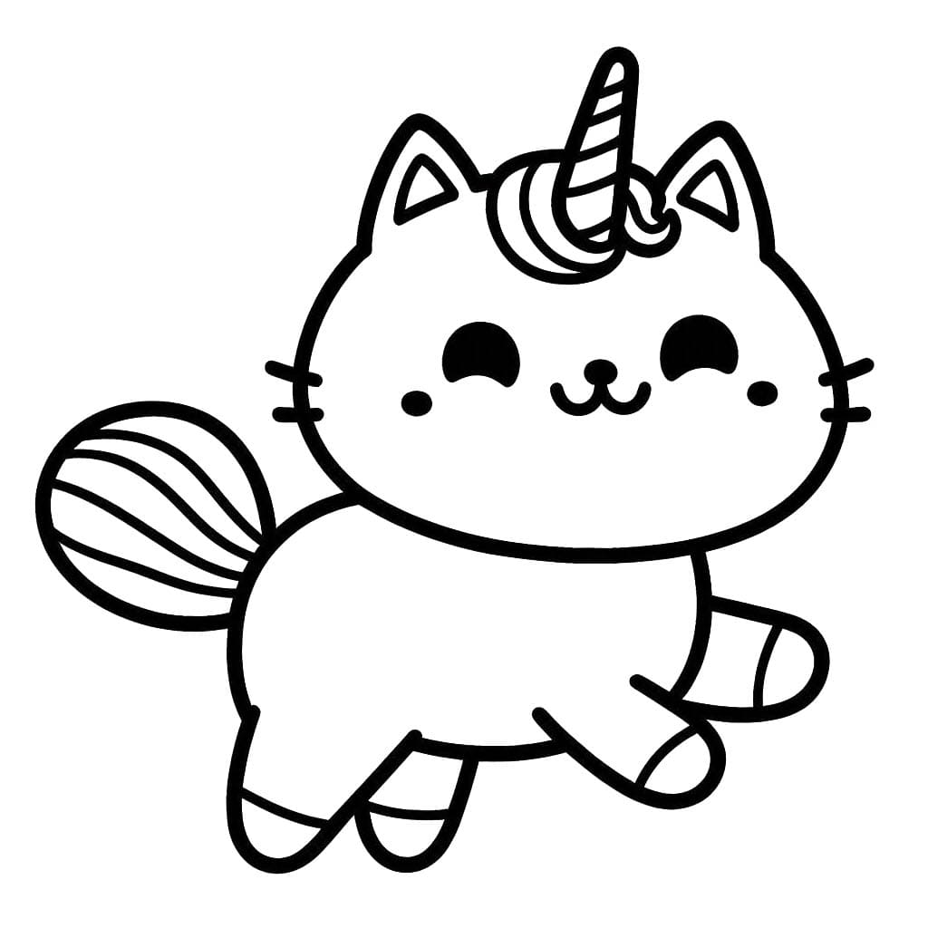 Dibujos de Gato Unicornio 2 para colorear