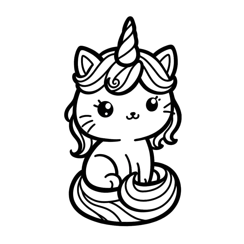 Dibujos de Gato Unicornio 3 para colorear