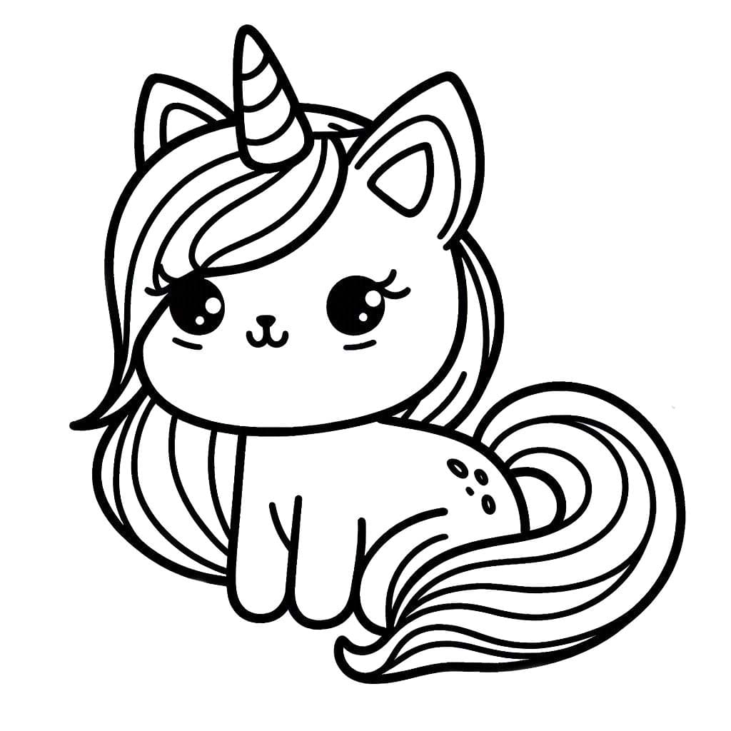 Dibujos de Gato Unicornio 4 para colorear