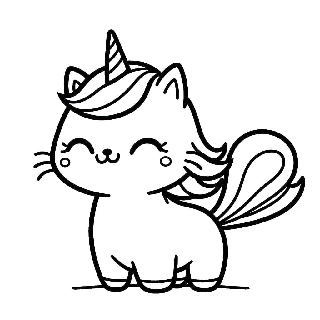 Dibujos de Gato Unicornio 5 para colorear