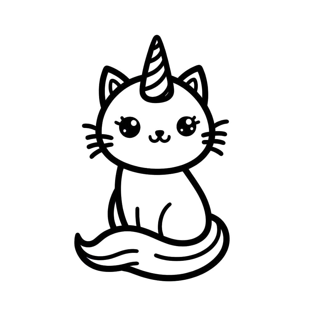 Dibujos de Gato Unicornio 6 para colorear