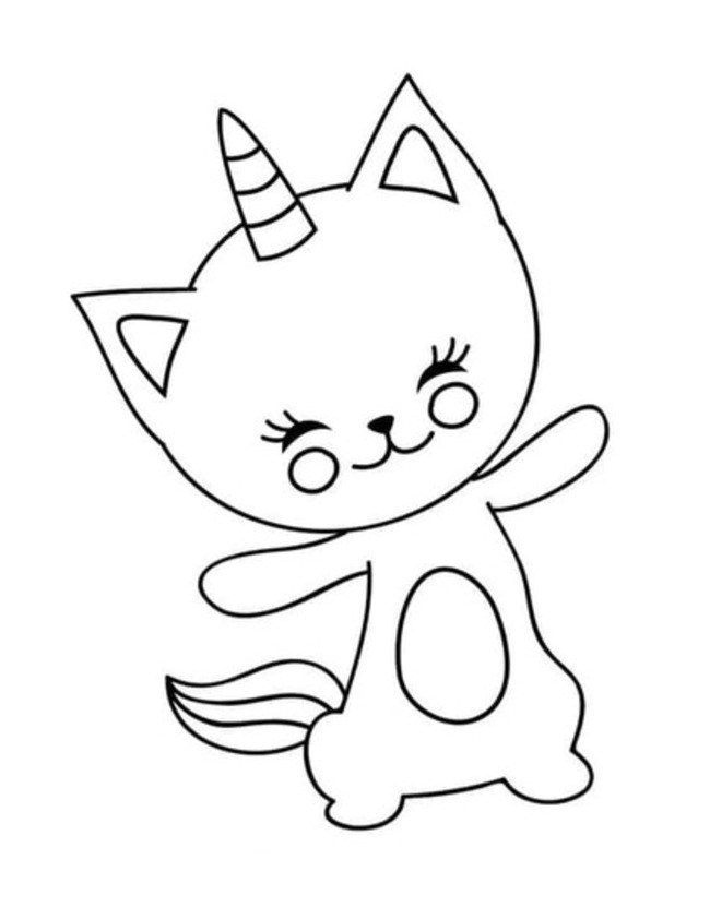 Dibujos de Gato unicornio bailando para colorear