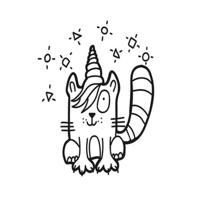 Dibujos de Gato unicornio divertido para colorear