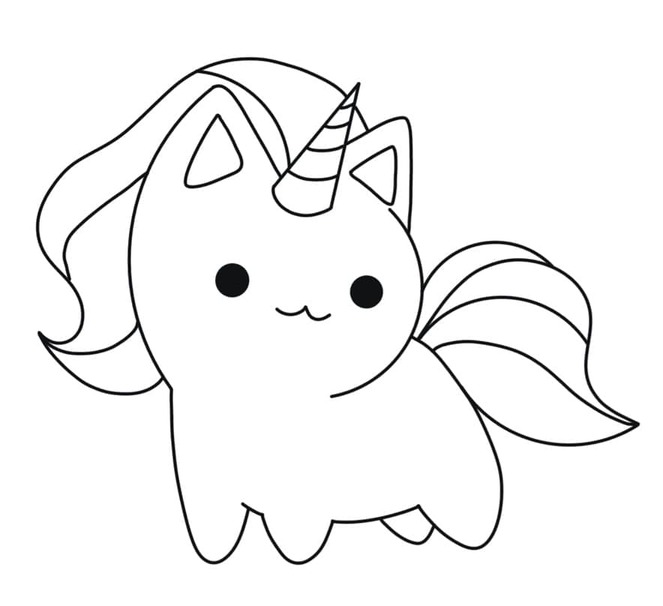 Dibujos de Gato unicornio fácil para colorear