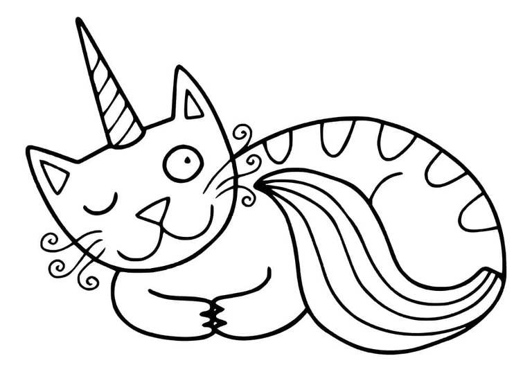 Dibujos de Gato unicornio gratis para colorear