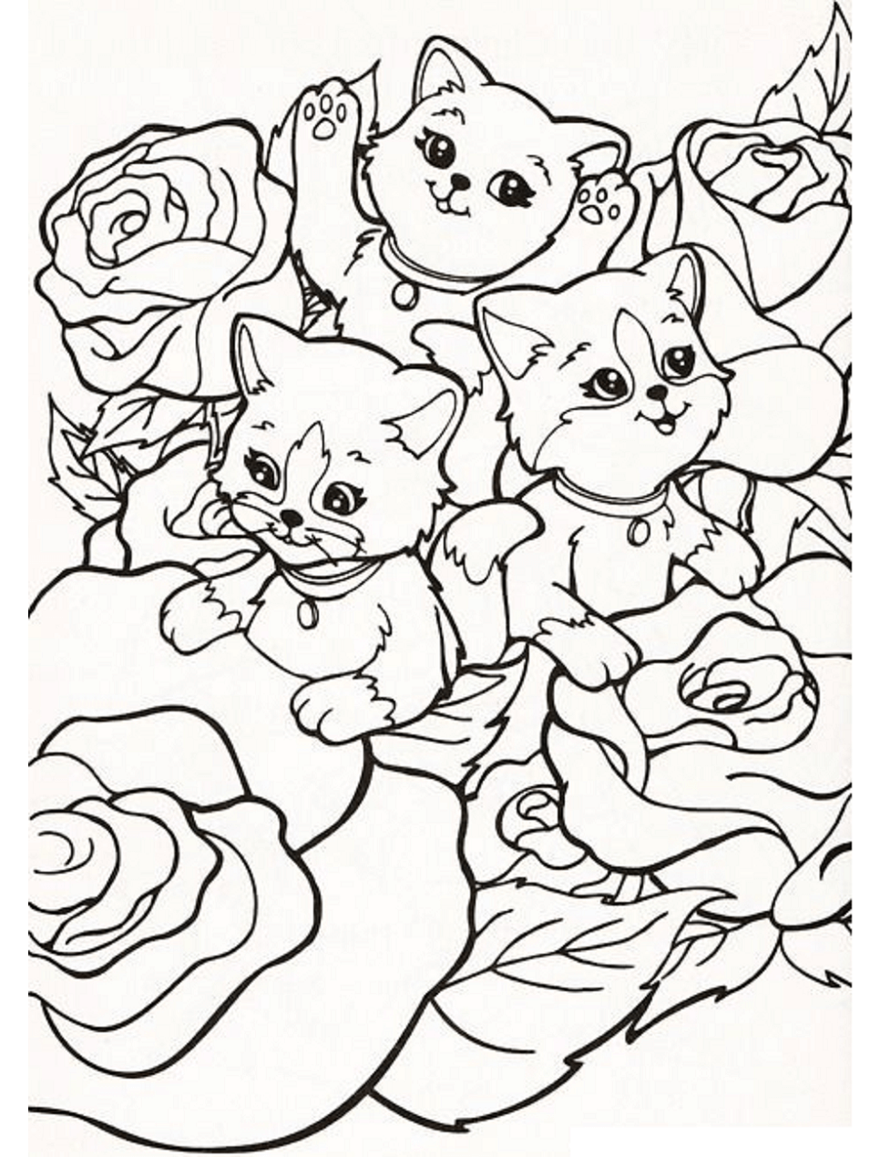 Dibujos de Gatos Con Rosas De Lisa Frank para colorear