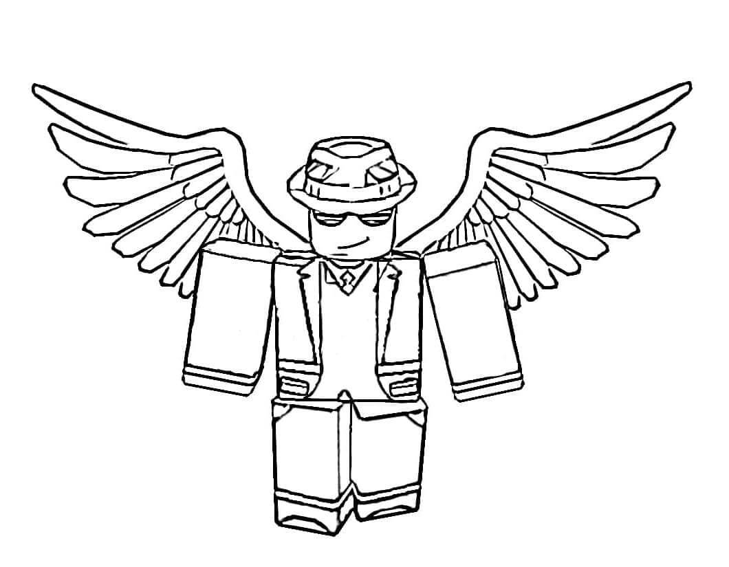 Genial personaje con alas de Roblox para colorir