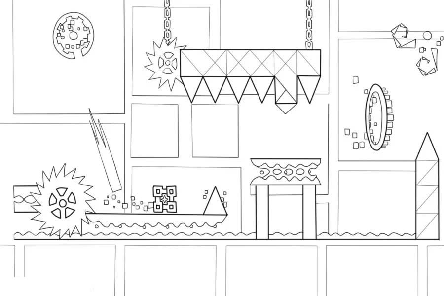 Geometry Dash sencillo para colorir
