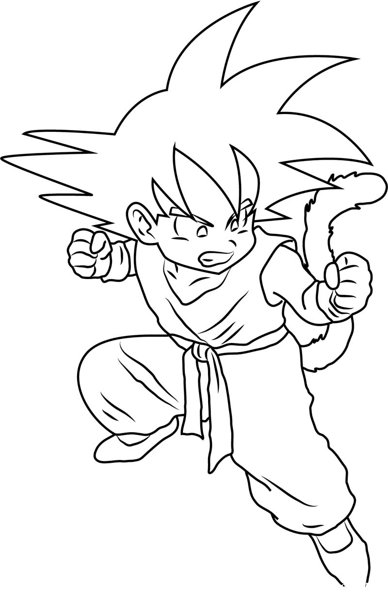 Dibujos de Goku niño enojado para colorear