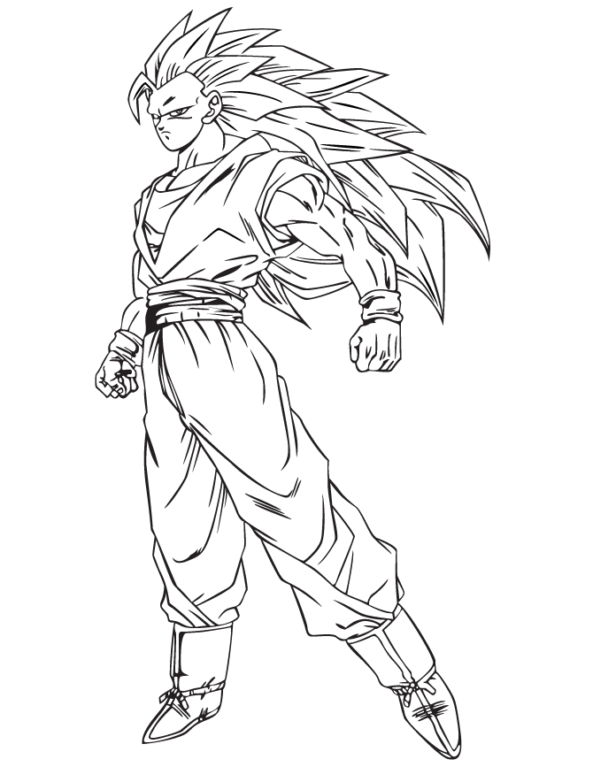 Dibujos de Goku Super Saiyan ss3 para colorear