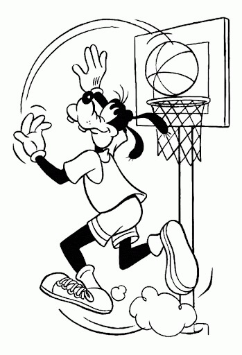 Dibujos de Goofy Jugando al Baloncesto para colorear