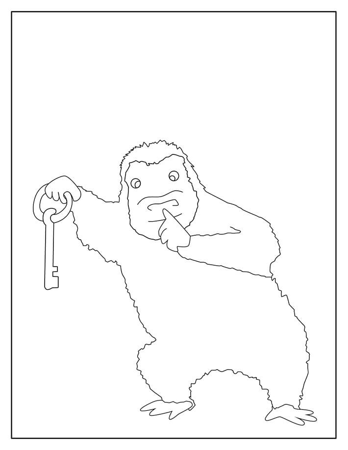 Dibujos de Gorila con llave para colorear