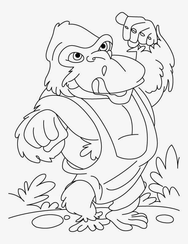 Dibujos de Gorila de Dibujos Animados para colorear