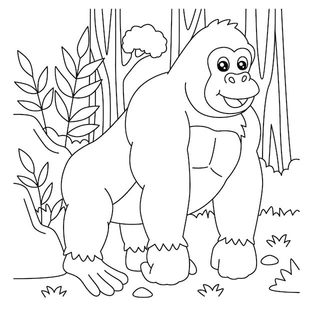 Dibujos de Gorila Gracioso para colorear