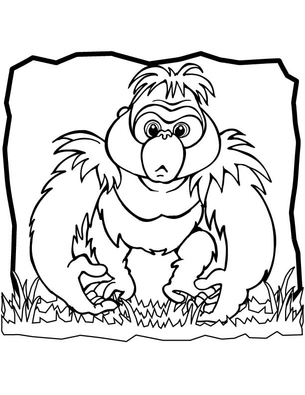 Dibujos de Gorila Imprimible para colorear