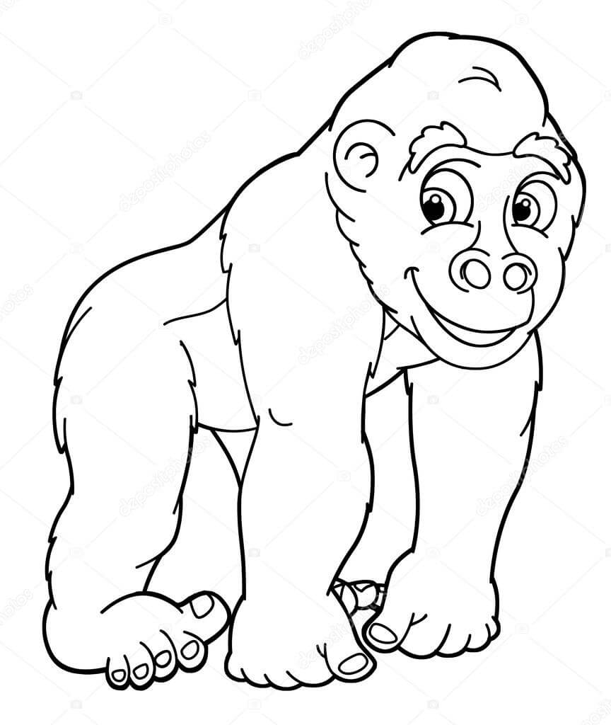 Gorila Riendo para colorir