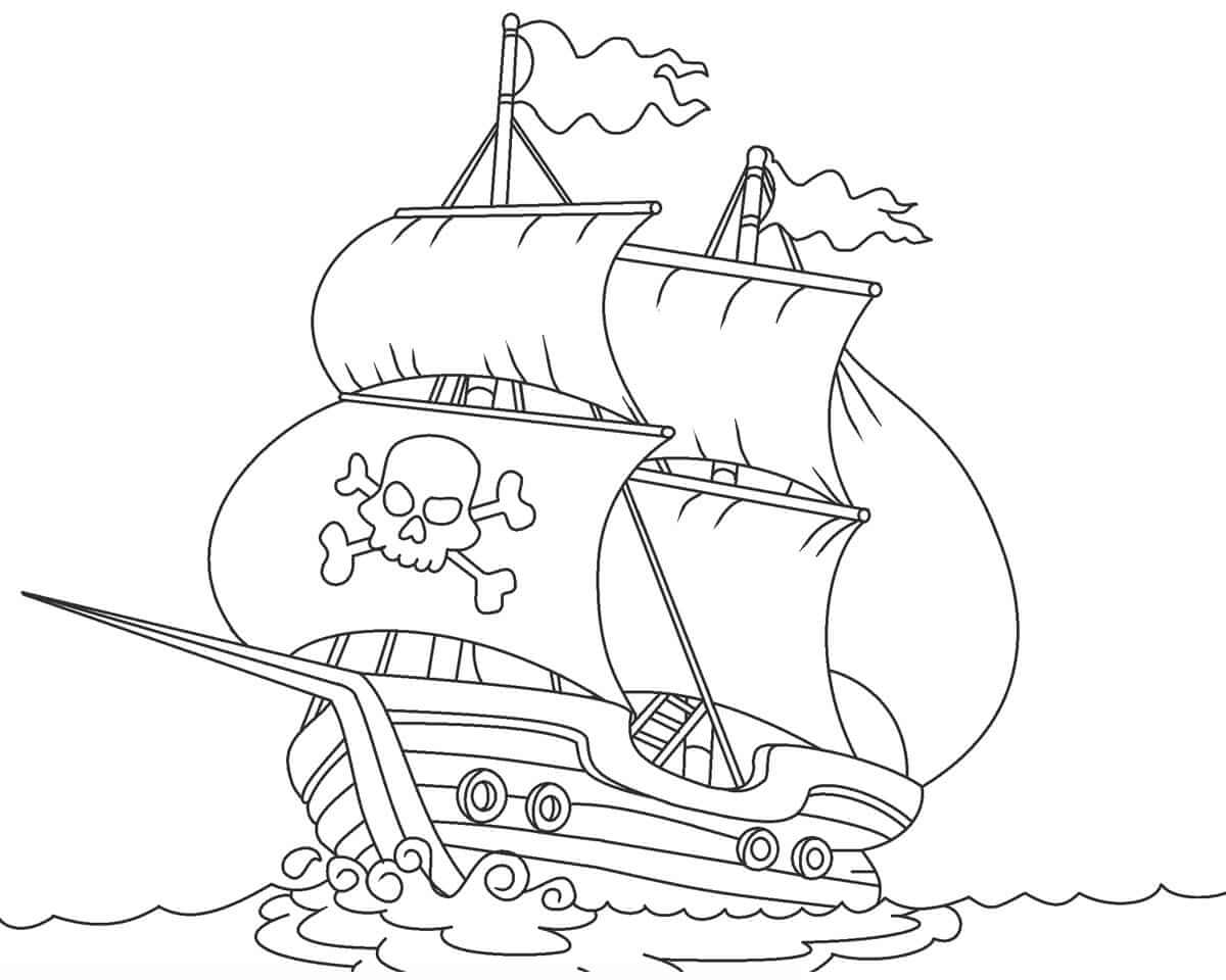 Dibujos de Gran Barco Pirata para colorear