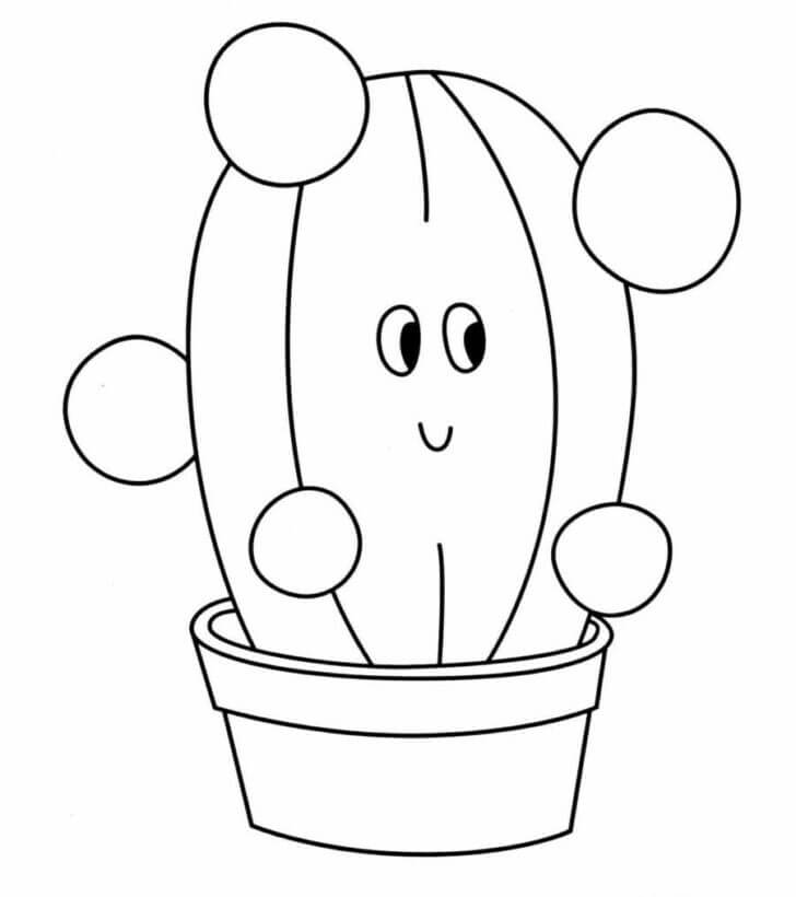 Dibujos de Gran Cactus en Maceta para colorear