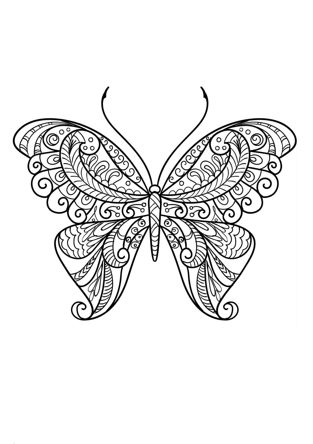 Dibujos de Gran Mandala de Mariposas para colorear