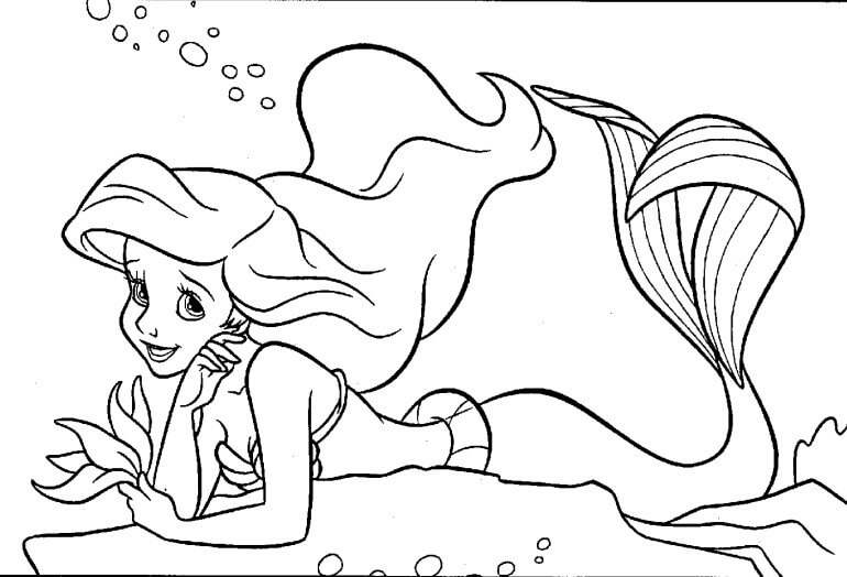 Dibujos de Gran Sirena Ariel para colorear