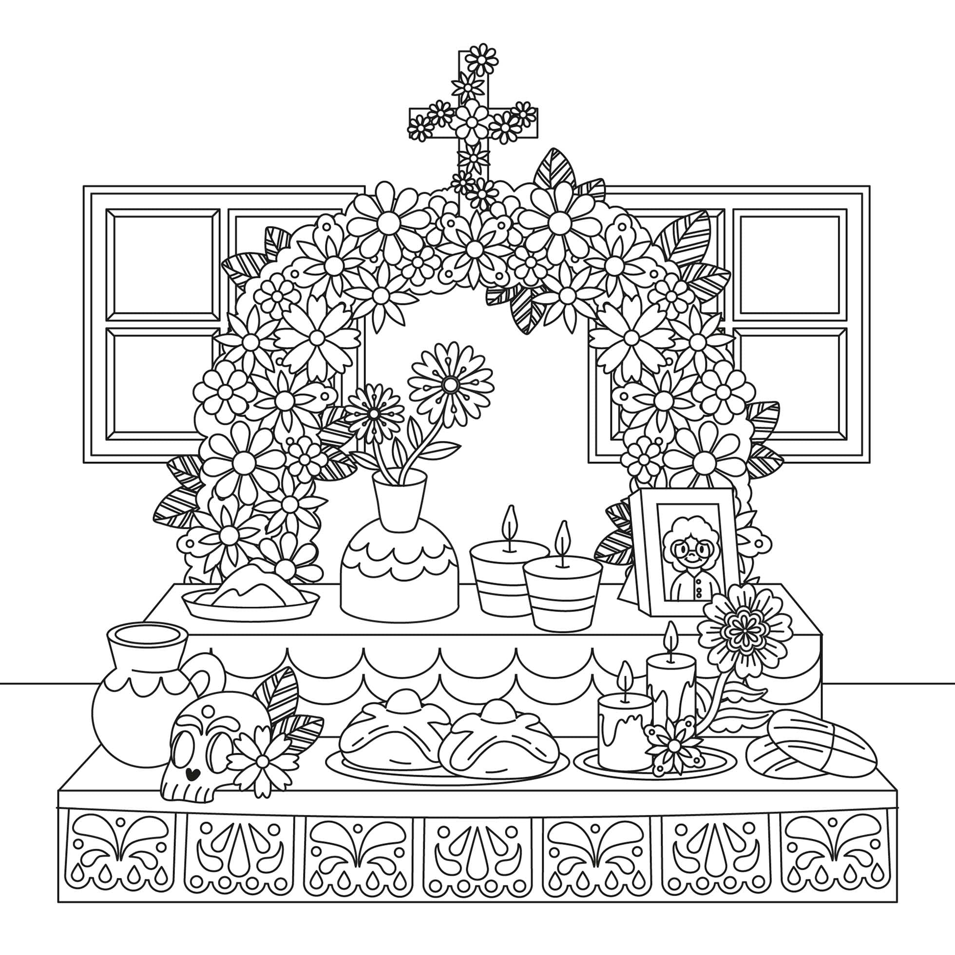 Dibujos de Gratis Altar de Muertos para colorear