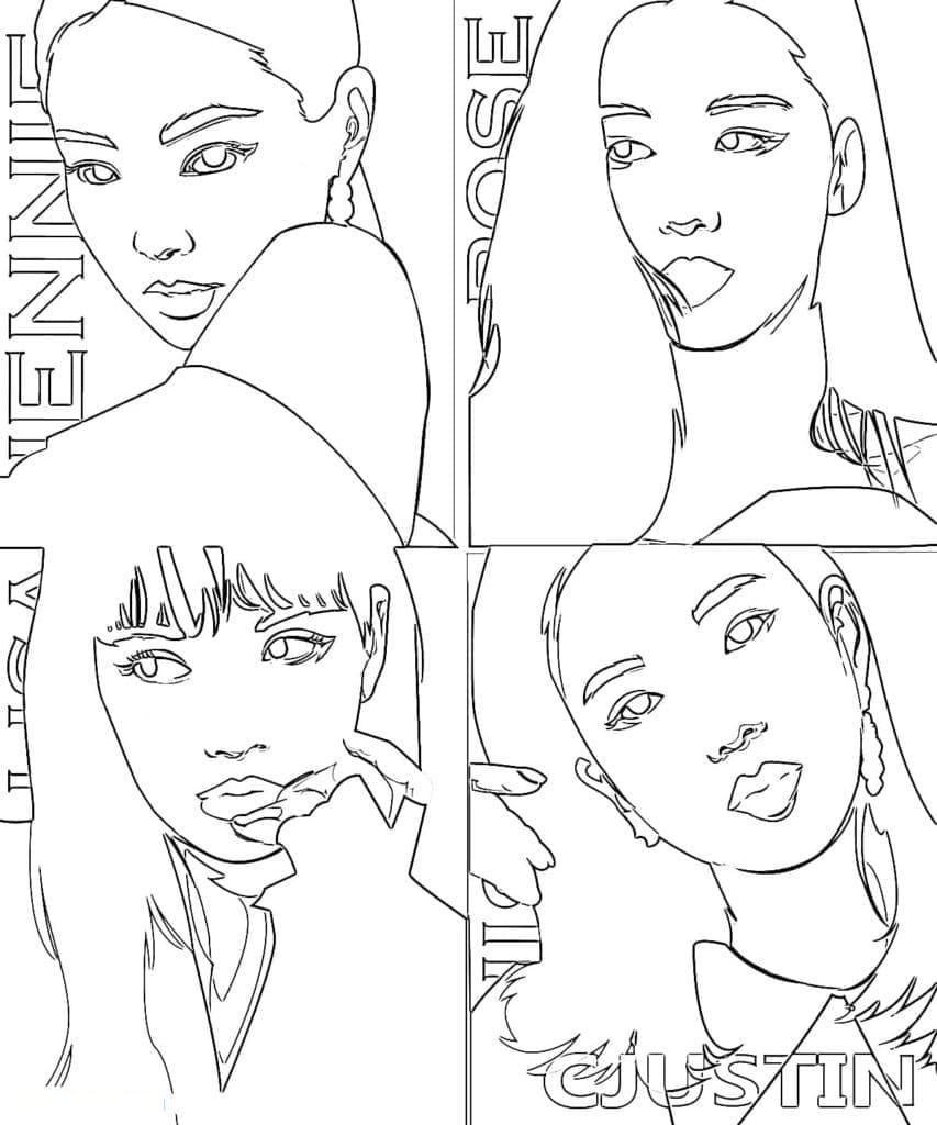 Dibujos de Grupo de chicas Blackpink para colorear