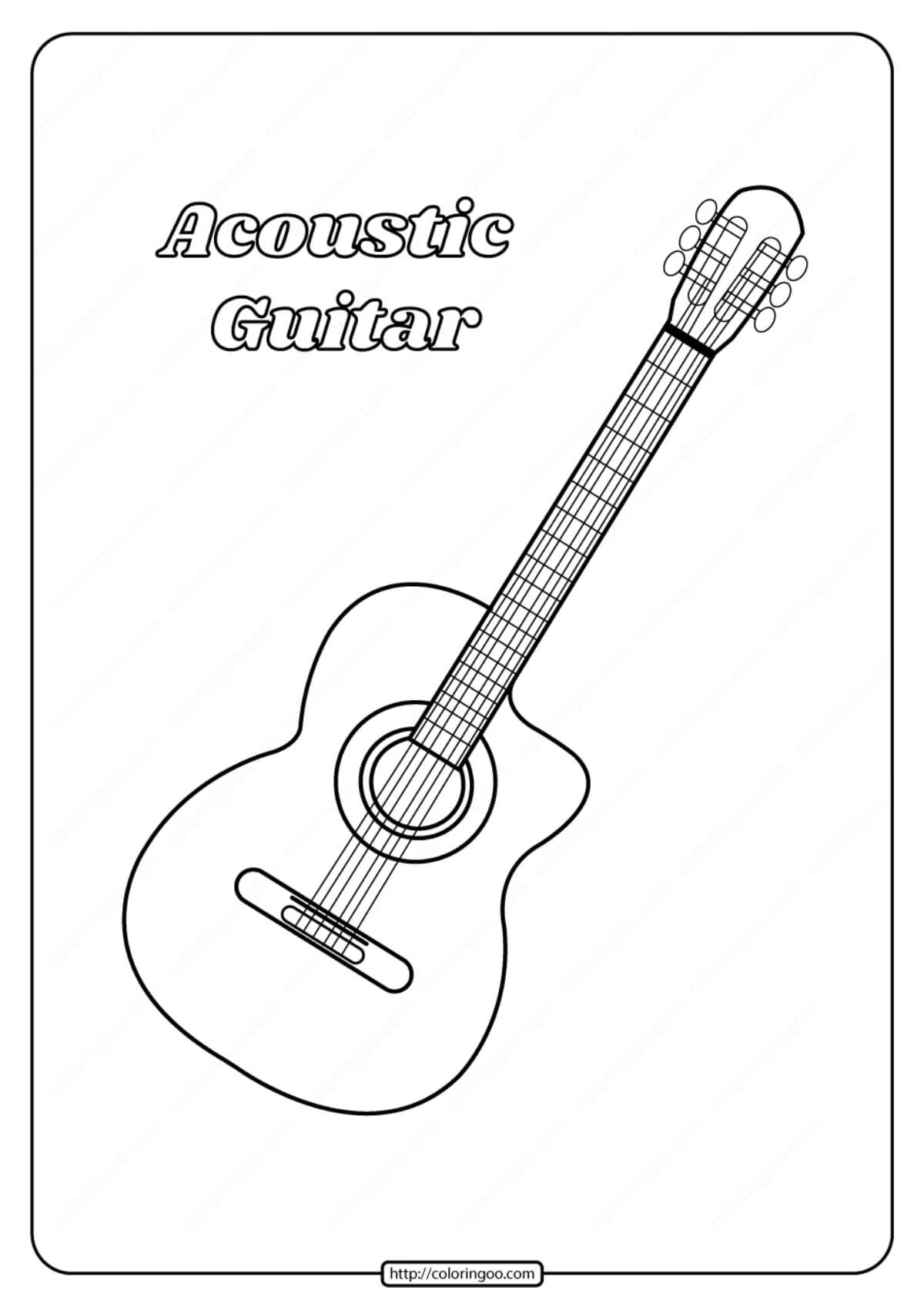 Dibujos de Guitarra Acustica para colorear