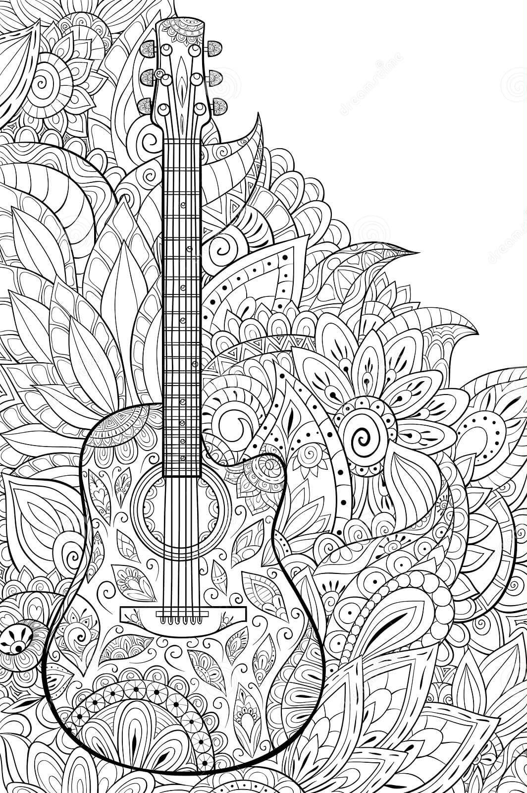Dibujos de Guitarra Adulta para colorear