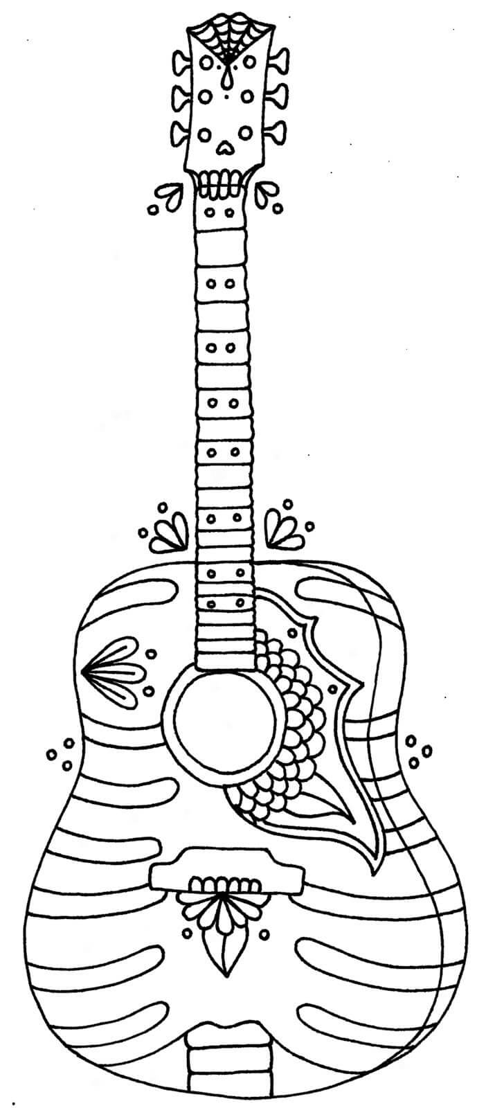 Guitarra de Verano para colorir