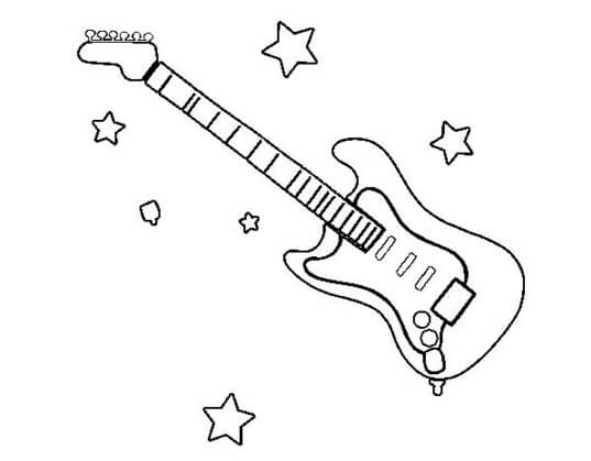 Guitarra Eléctrica y Estrella para colorir