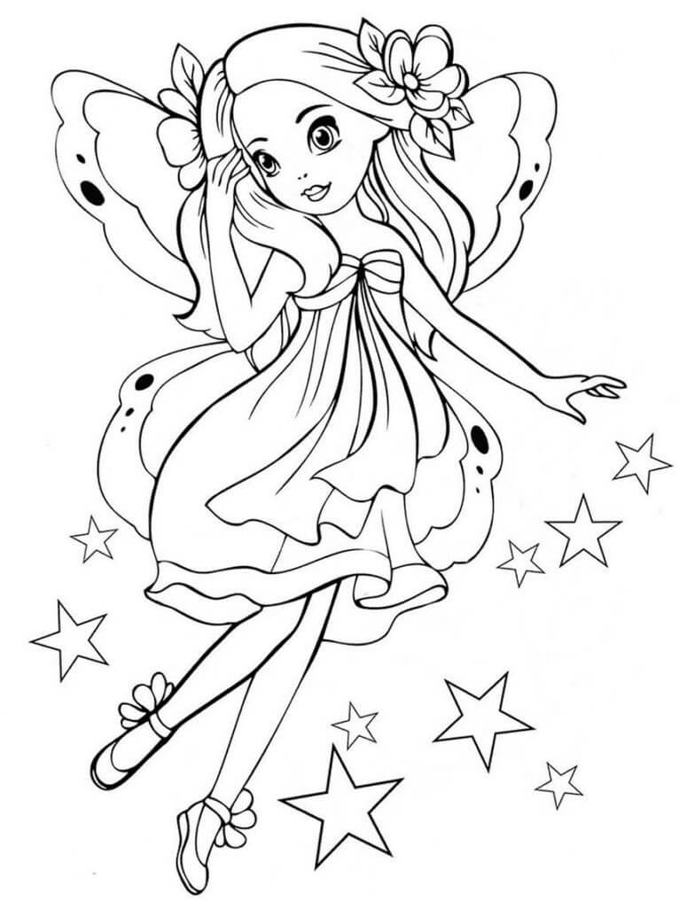 Dibujos de Hada con Estrellas para colorear