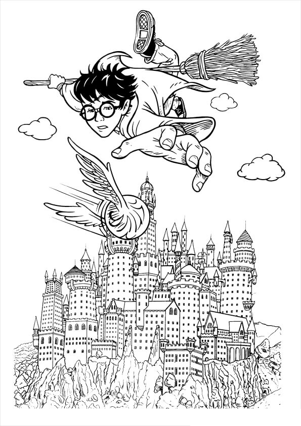 Harry Potter Volando para colorir
