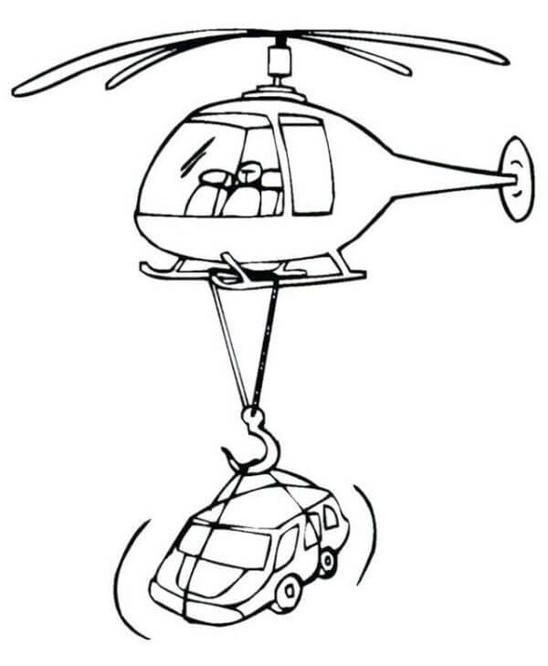 Helicóptero con Coche para colorir